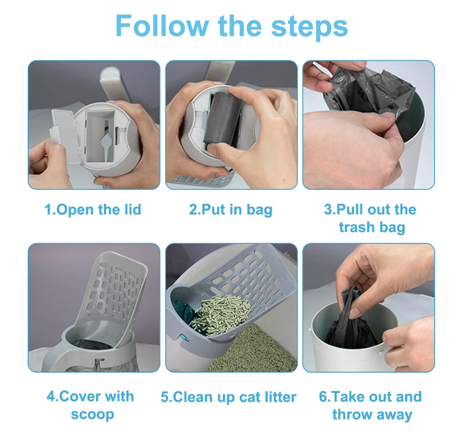 Cat Litter Shovel Scoop + Garbage Bag Refills